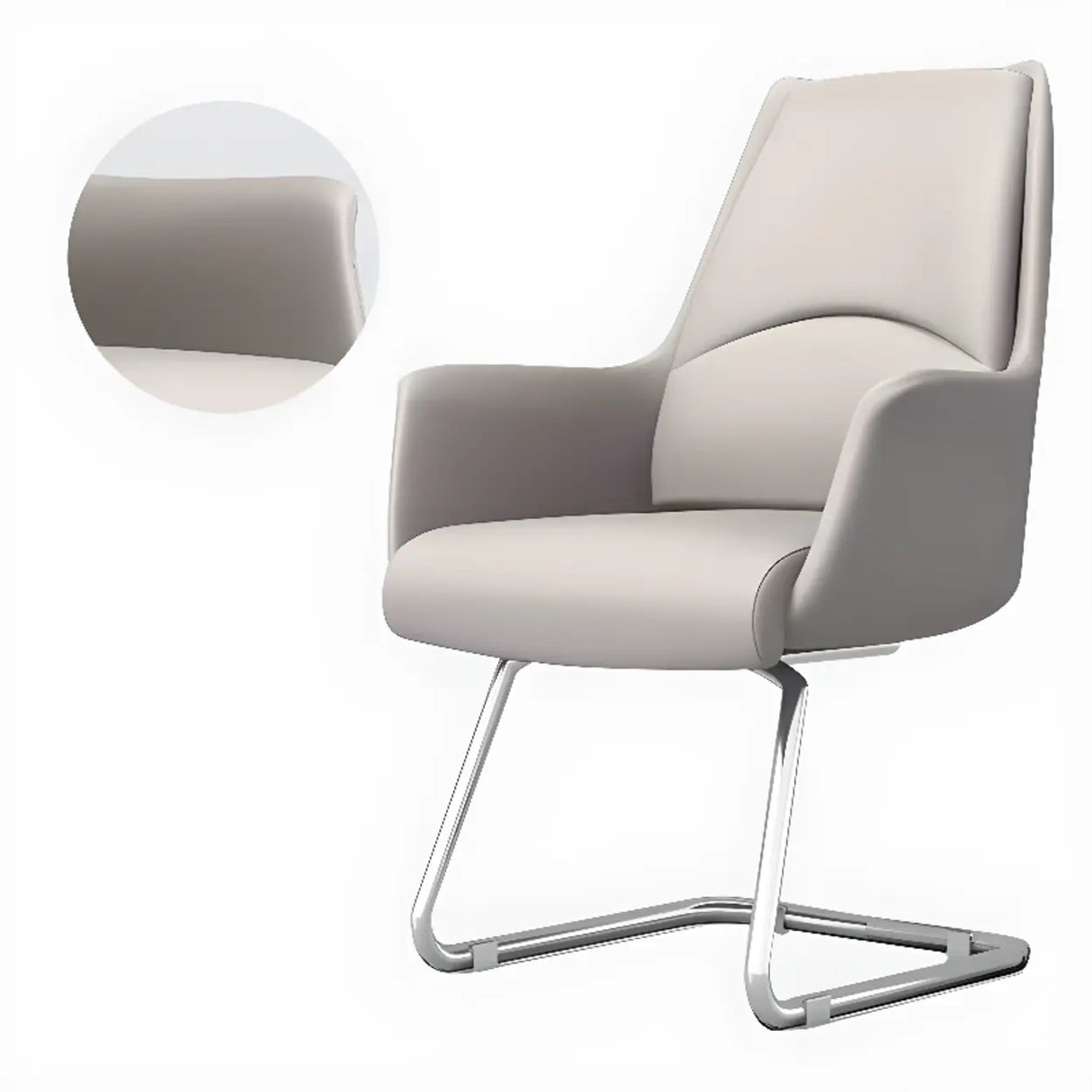 Grey Swivel Faux Leather Office Chair with Armrests Image - 7