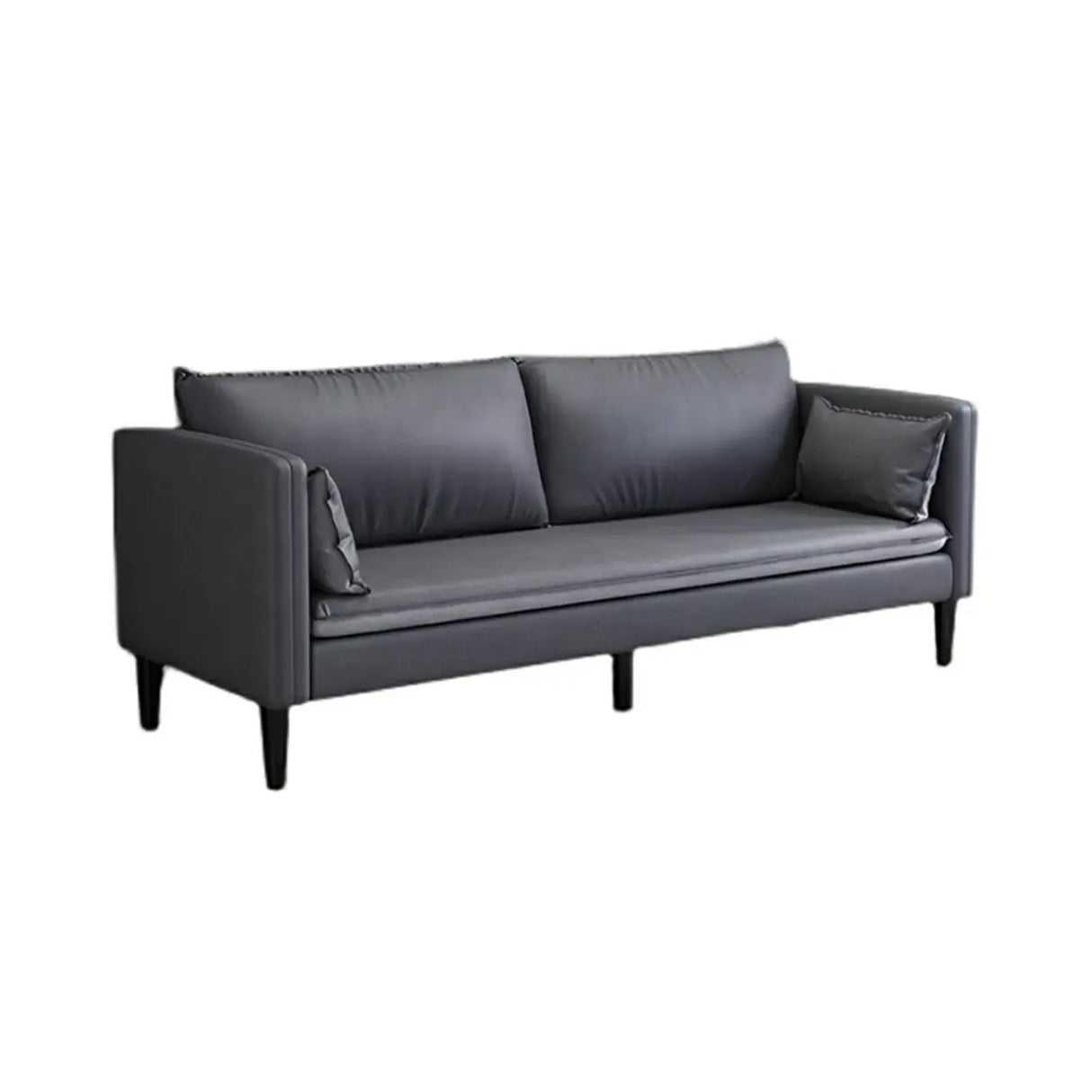 Grey Tech Cloth Pillow Back Square Arm Wood Frame Sofa Image - 10