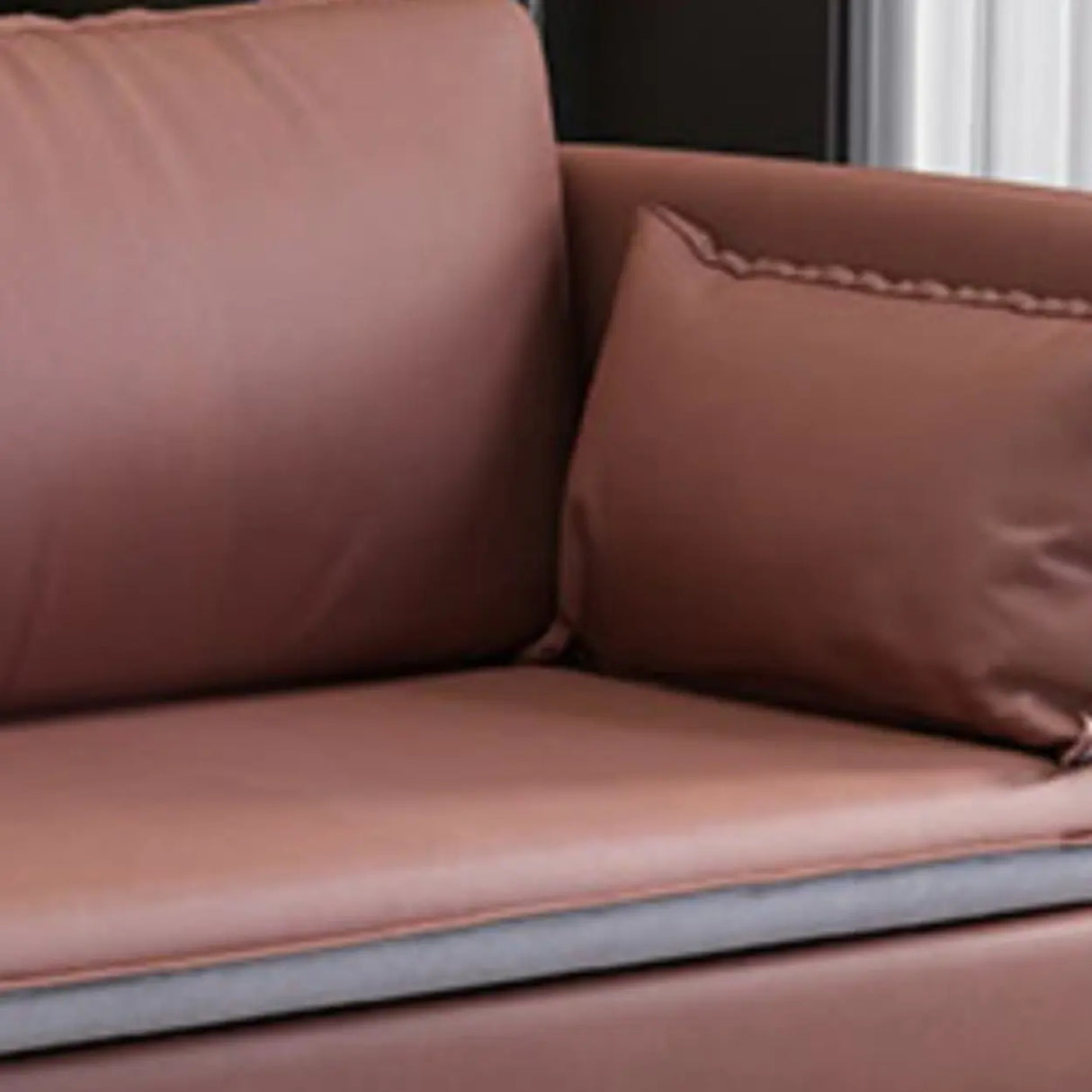 Grey Tech Cloth Pillow Back Square Arm Wood Frame Sofa Image - 13