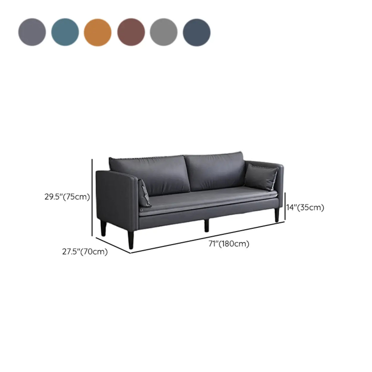 Grey Tech Cloth Pillow Back Square Arm Wood Frame Sofa Image - 15