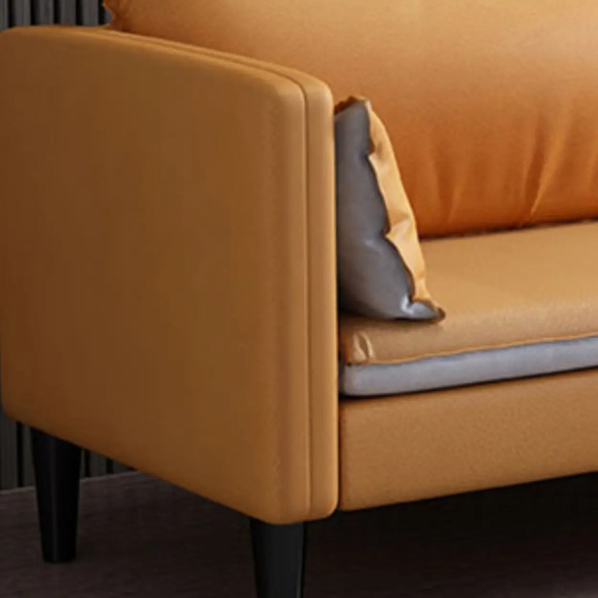 Grey Tech Cloth Pillow Back Square Arm Wood Frame Sofa Image - 6