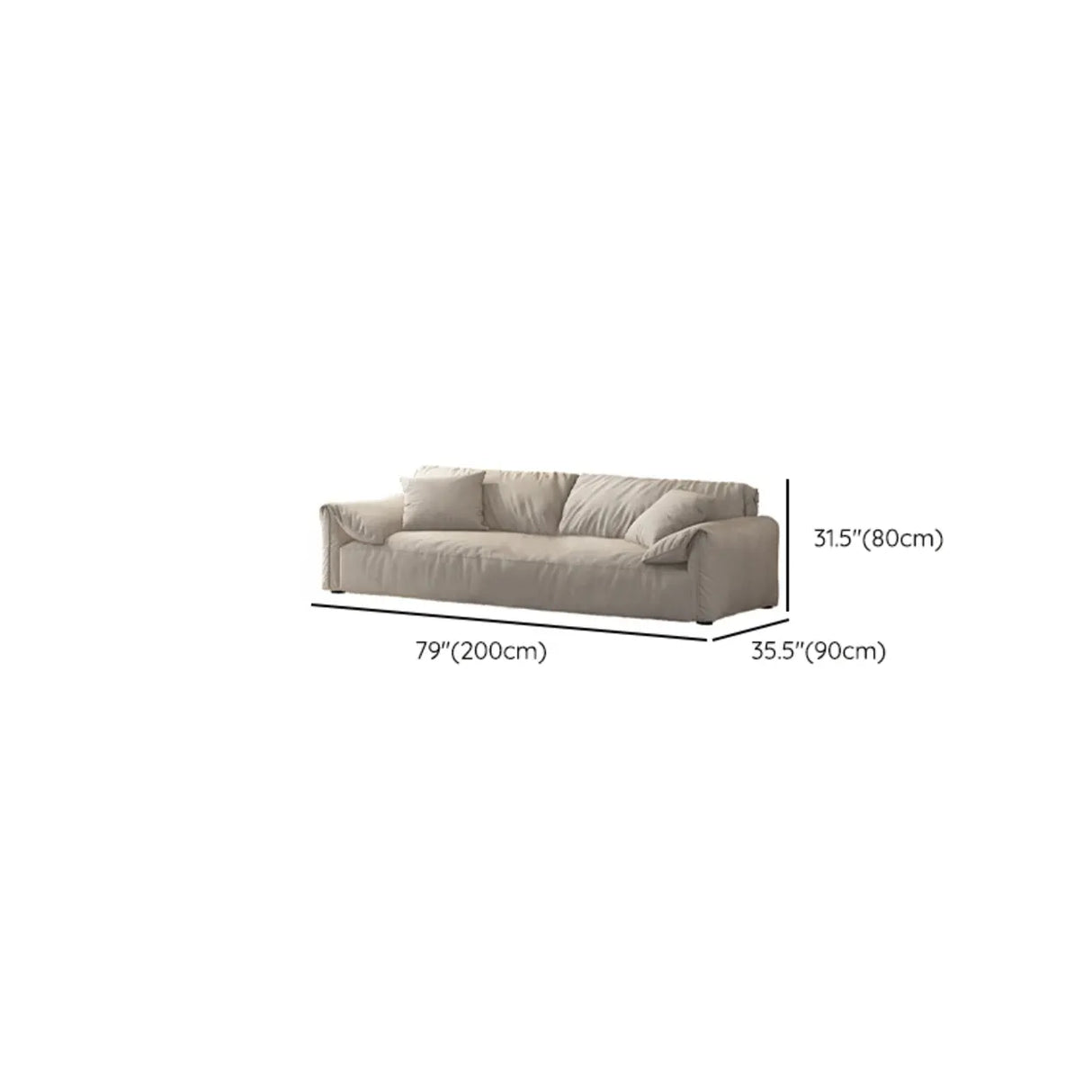 Grey Tech Cloth Pillow Top Arm Concealed Support Sofa