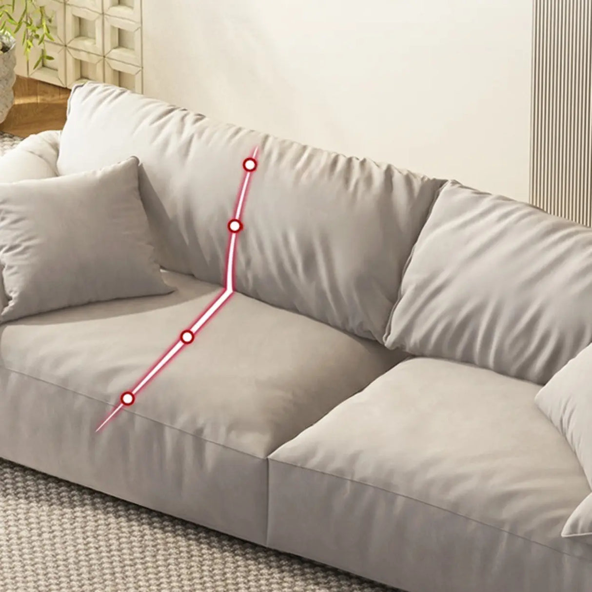 Grey Tech Cloth Pillow Top Arm Concealed Support Sofa Image - 8