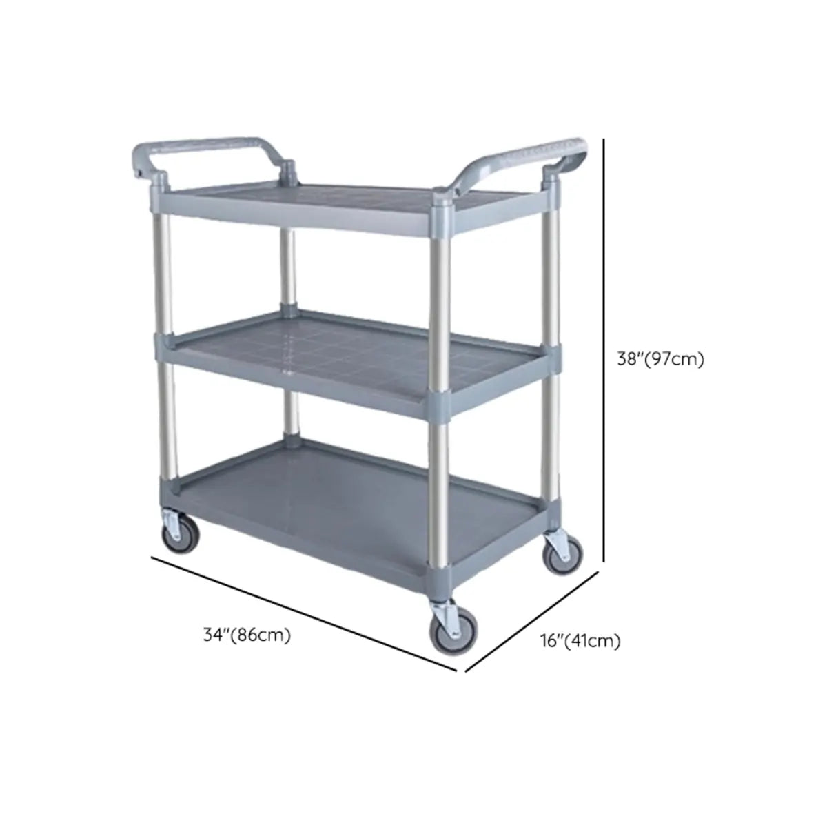 Grey Three-Tier Shelves Aluminum Utility Cart