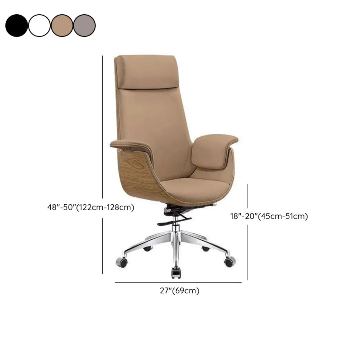 Grey Tilt Adjustable Executive Swivel PU Office Chair Image - 26