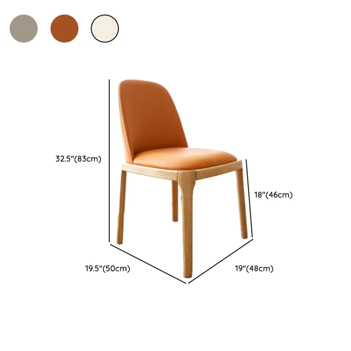 Grey Upholstered Leather Wood Armless Dining Chair