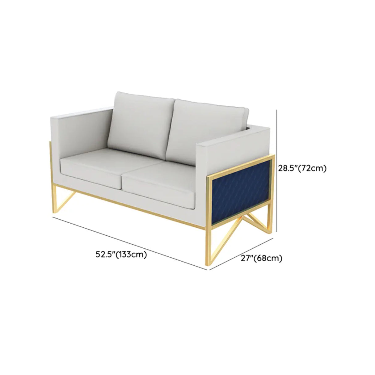 Grey Water Resistant Faux Leather Metal Frame Loveseat Image - 12