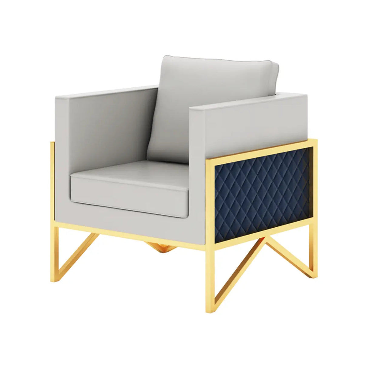 Grey Water Resistant Faux Leather Metal Frame Loveseat Image - 3