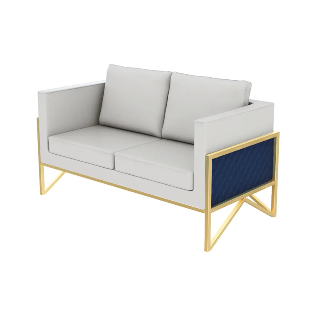 Grey Water Resistant Faux Leather Metal Frame Loveseat Image - 7