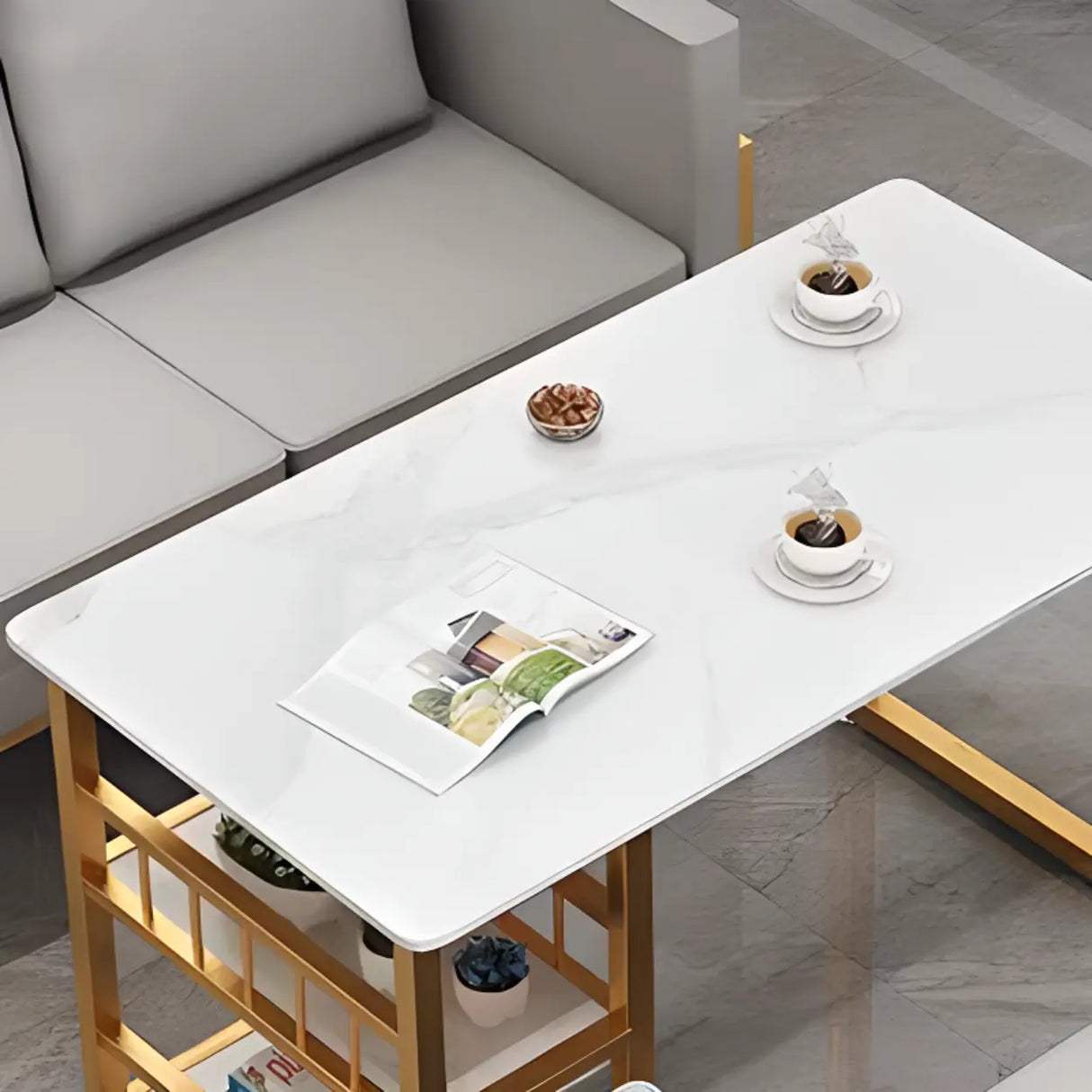 Grey Water Resistant Faux Leather Metal Frame Loveseat Image - 8