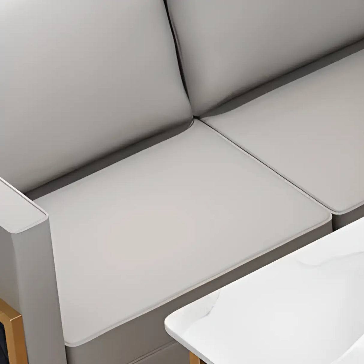 Grey Water Resistant Faux Leather Metal Frame Loveseat Image - 9