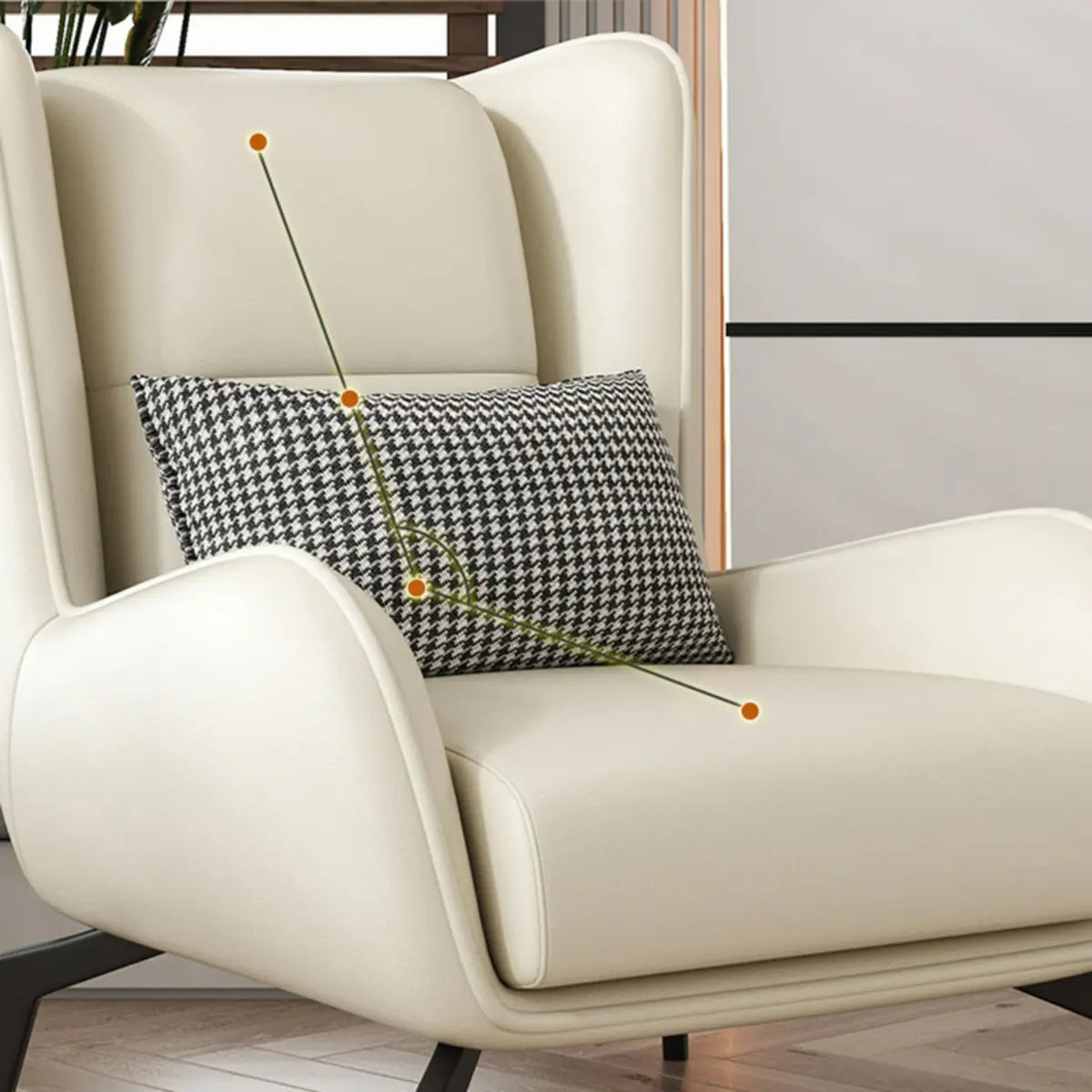 Grey Water Resistant Leather Flared Arm Wingback Chair Image - 24