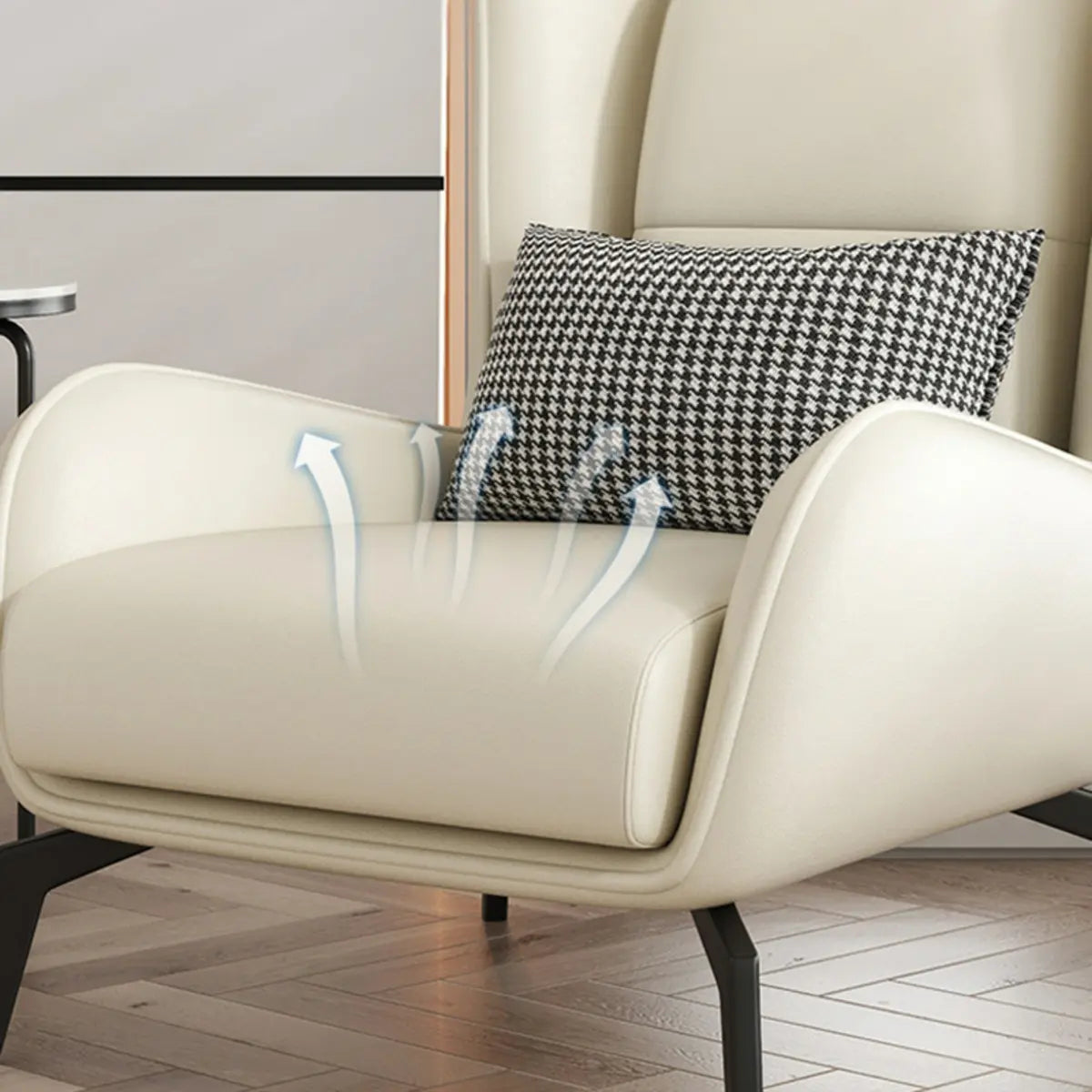 Grey Water Resistant Leather Flared Arm Wingback Chair Image - 25