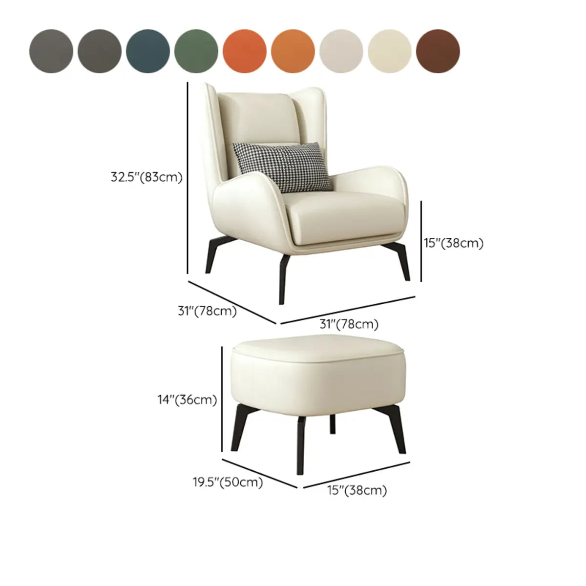 Grey Water Resistant Leather Flared Arm Wingback Chair Image - 29