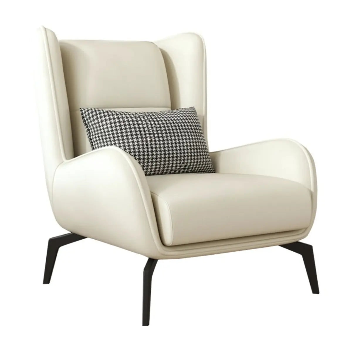 Grey Water Resistant Leather Flared Arm Wingback Chair Image - 9