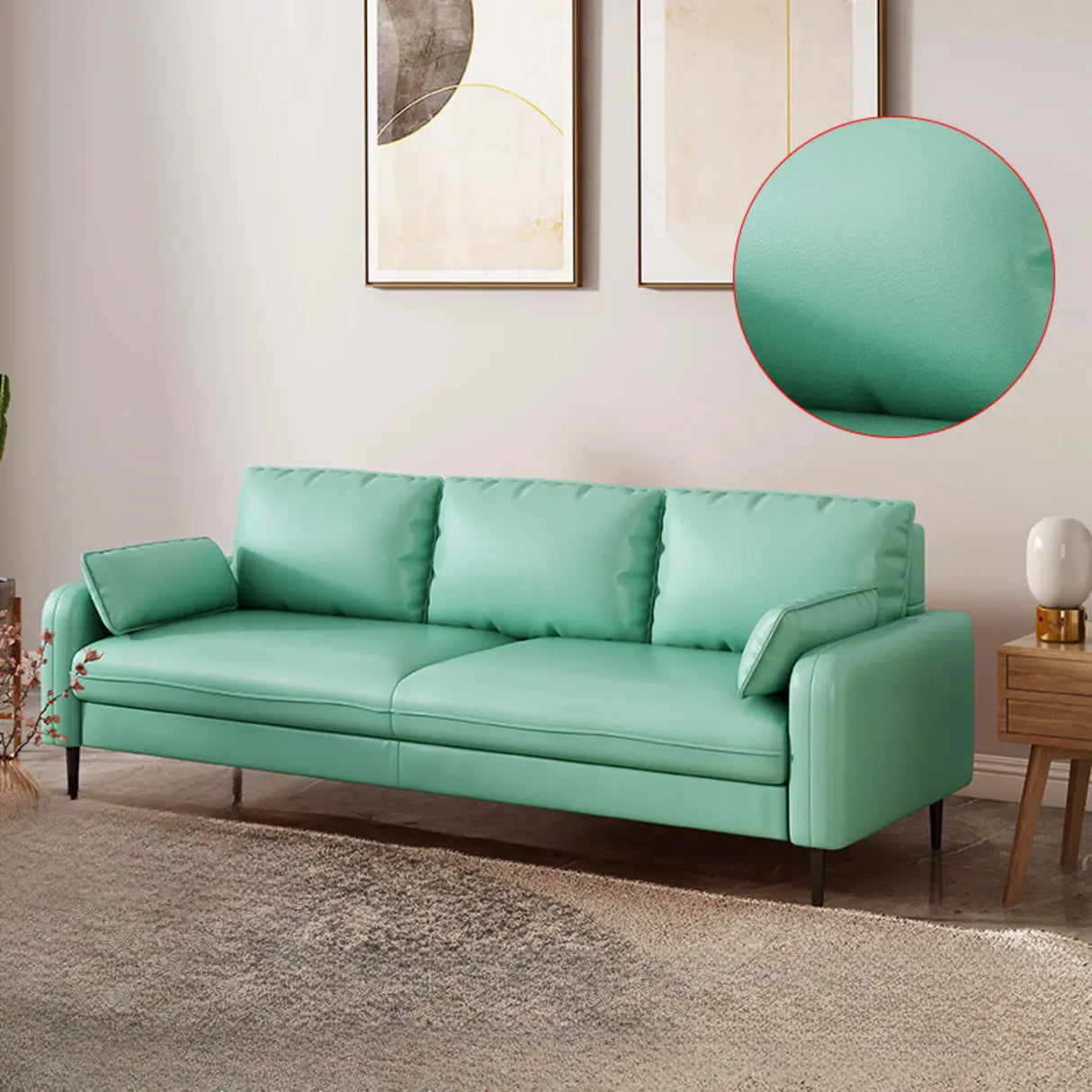 Grey Water Resistant Leather Square Arm Office Sofa Image - 11