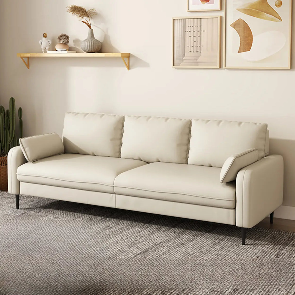 Grey Water Resistant Leather Square Arm Office Sofa Image - 15