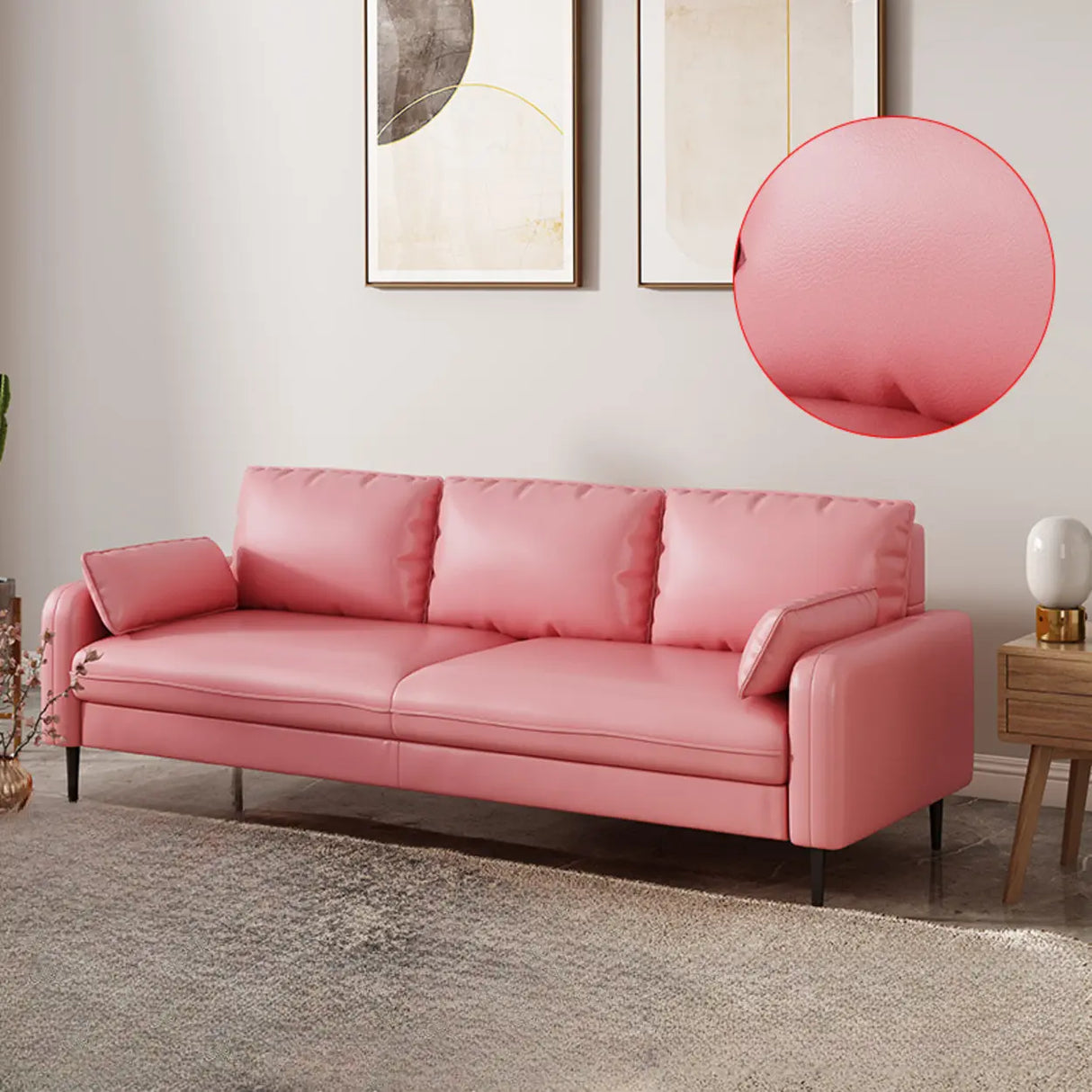 Grey Water Resistant Leather Square Arm Office Sofa Image - 16