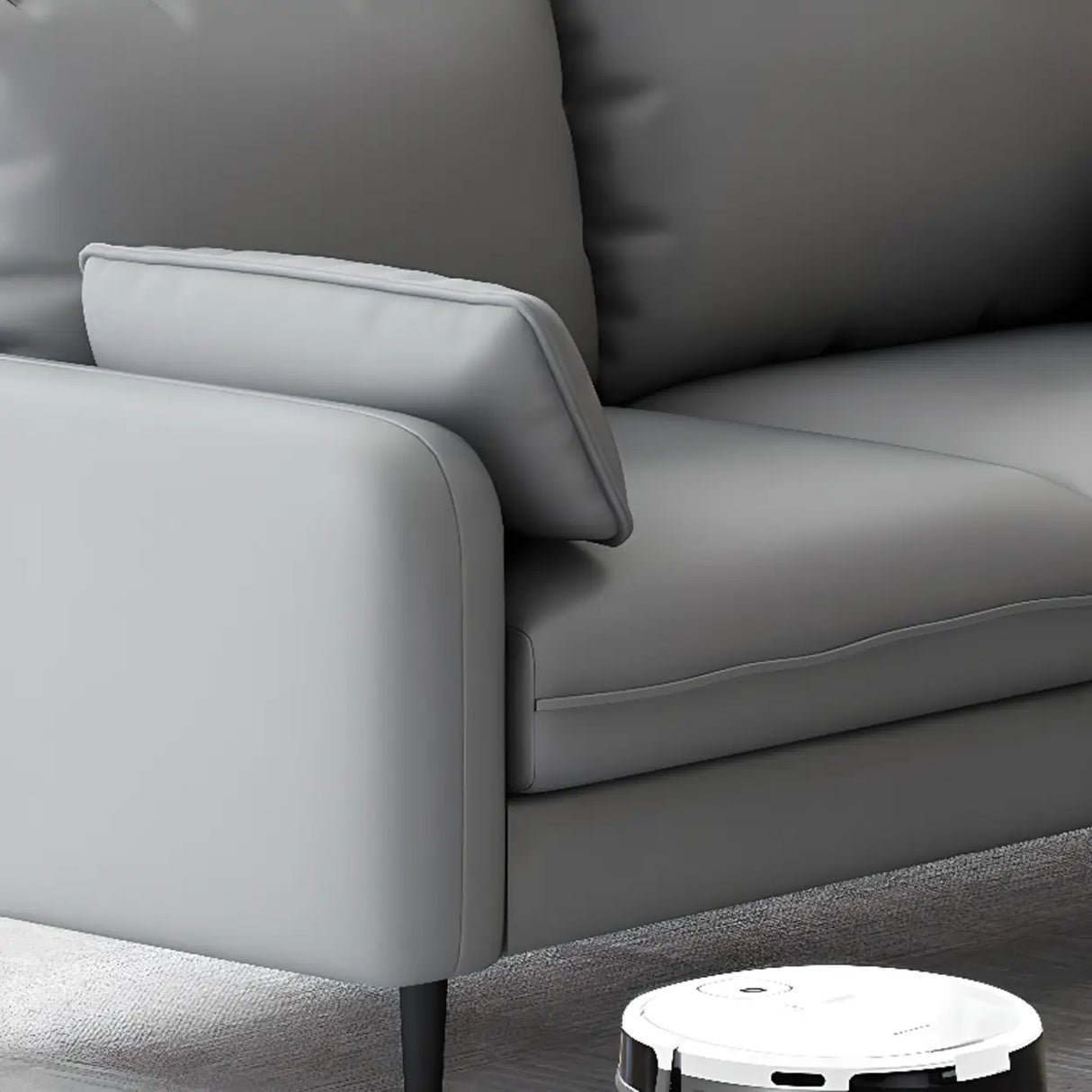 Grey Water Resistant Leather Square Arm Office Sofa Image - 21