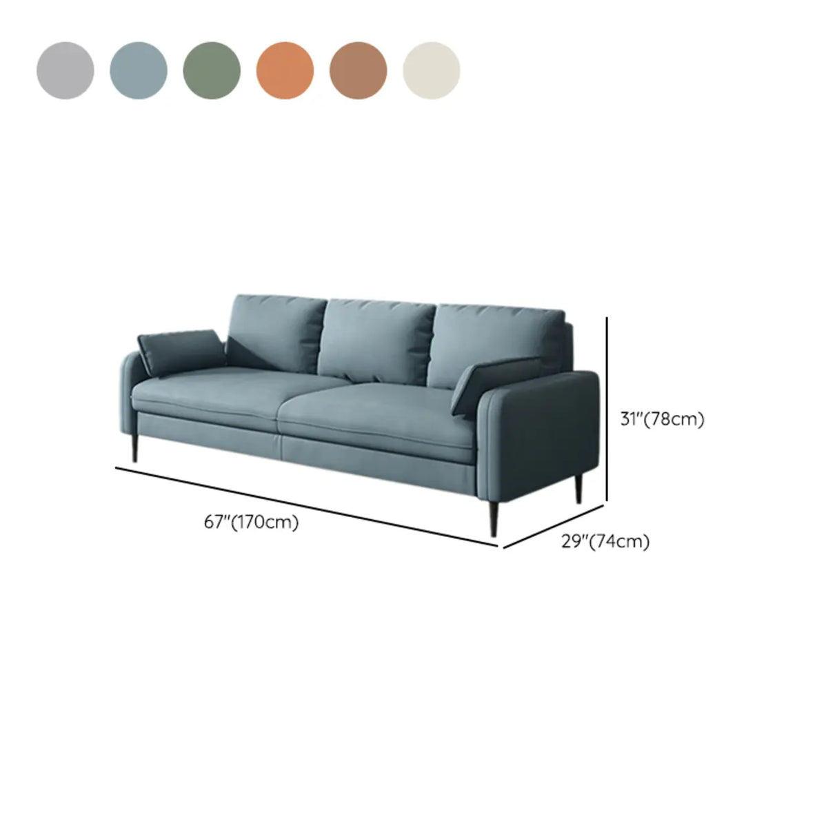Grey Water Resistant Leather Square Arm Office Sofa