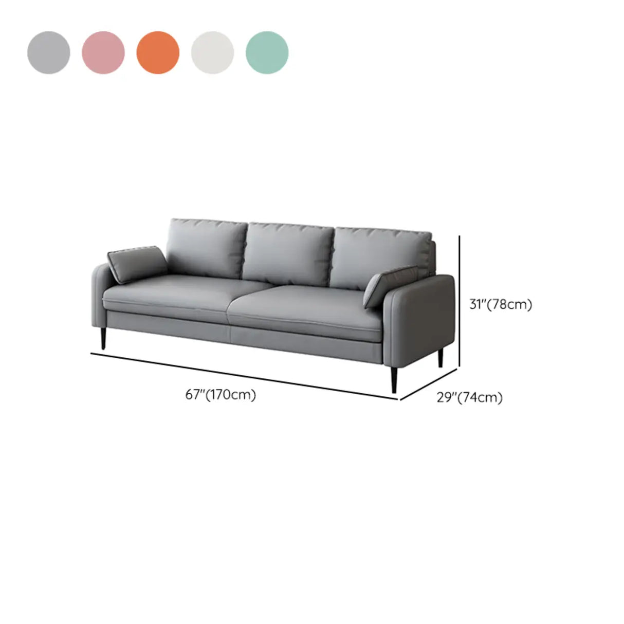 Grey Water Resistant Leather Square Arm Office Sofa Image - 26