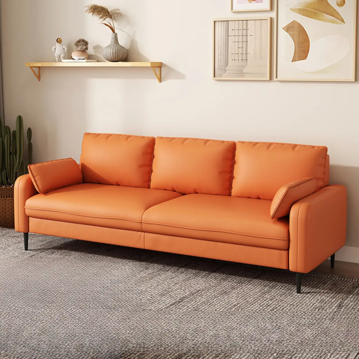 Grey Water Resistant Leather Square Arm Office Sofa Image - 7