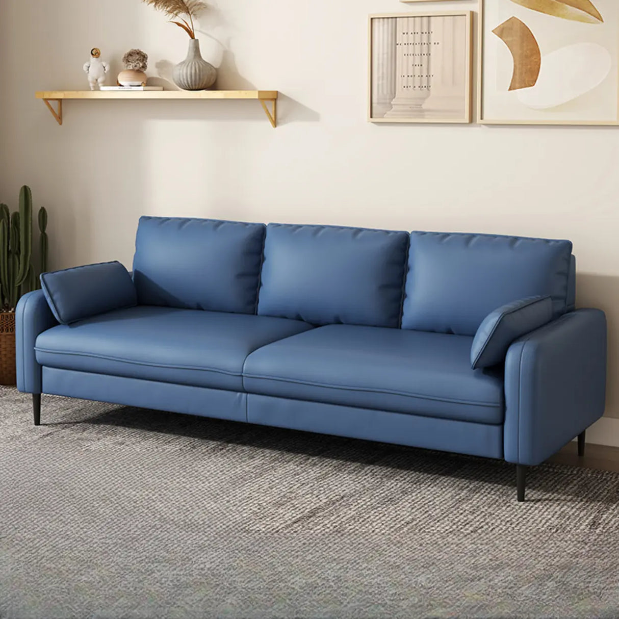 Grey Water Resistant Leather Square Arm Office Sofa Image - 8