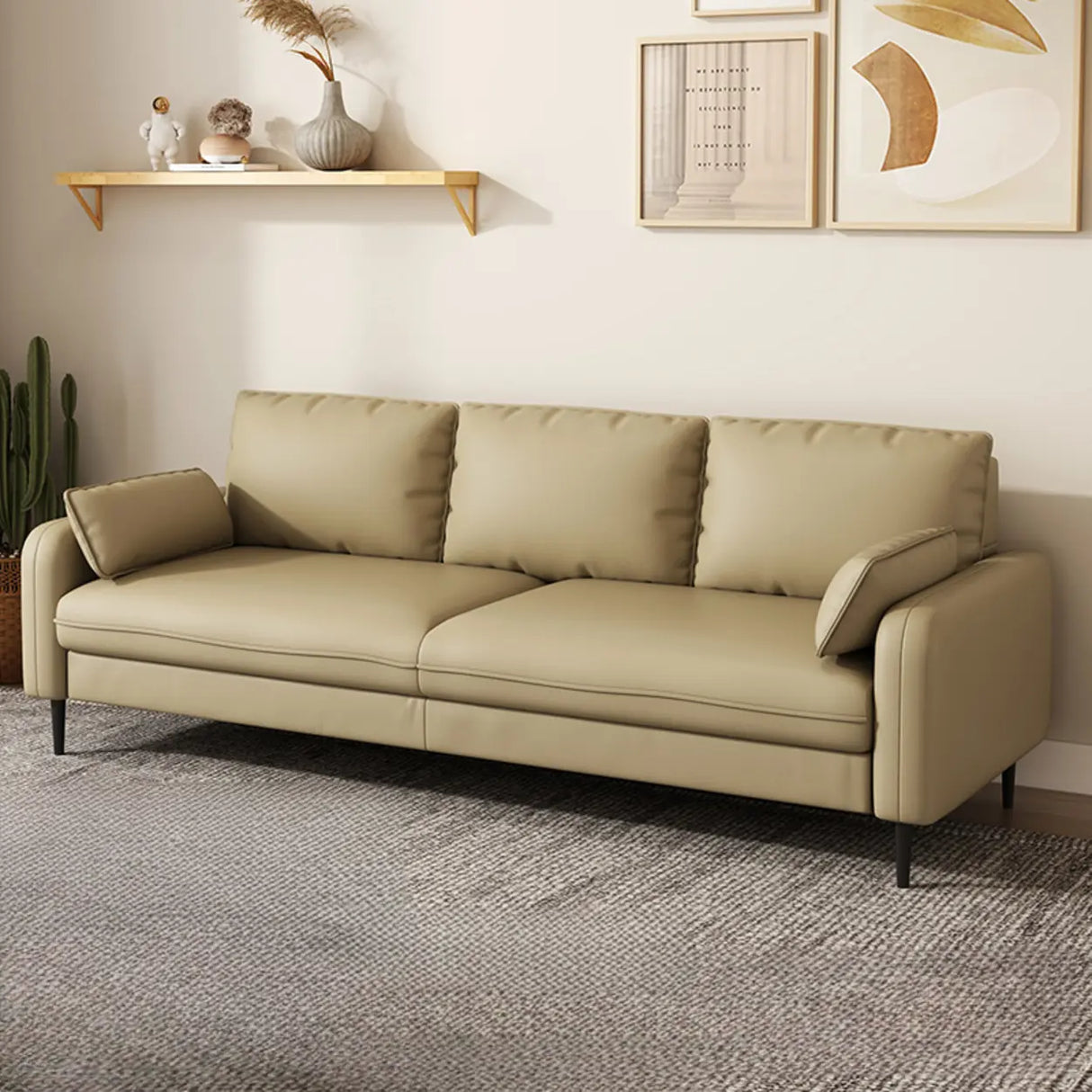 Grey Water Resistant Leather Square Arm Office Sofa Image - 9
