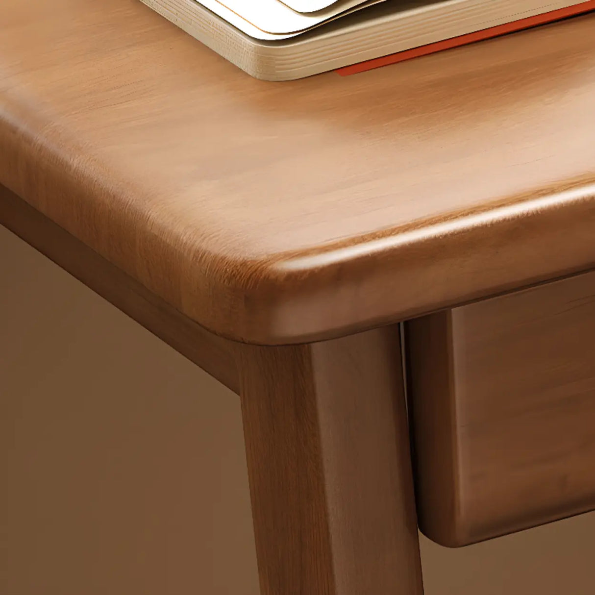 Grey Wood Drawers Rectangle Butcher Block Writing Desk Image - 12