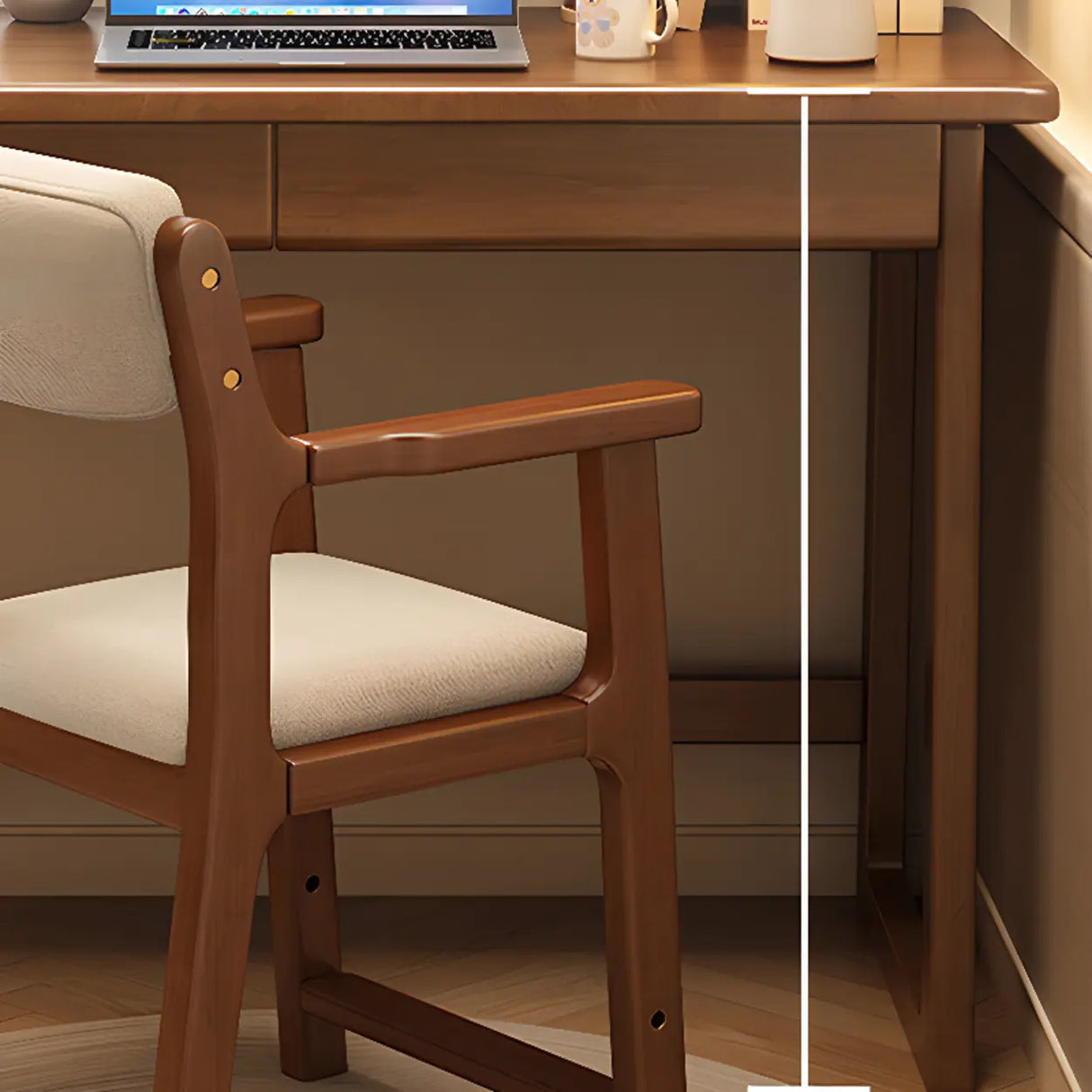 Grey Wood Drawers Rectangle Butcher Block Writing Desk Image - 13