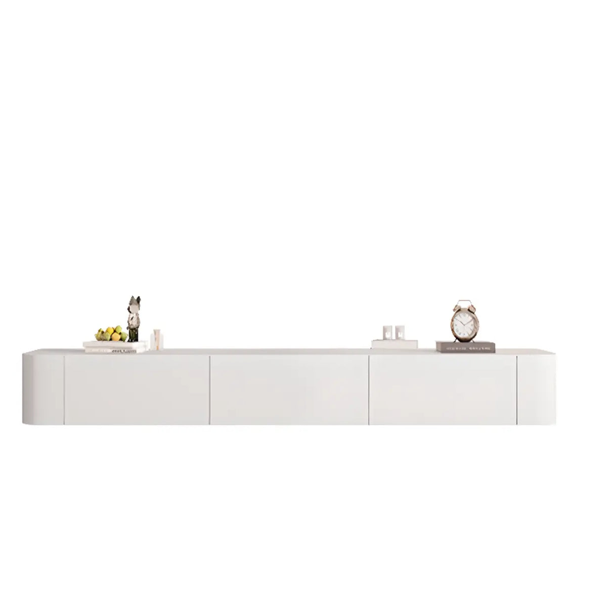 Grey Wood Floating Mount Rectangle TV Stand Image - 2