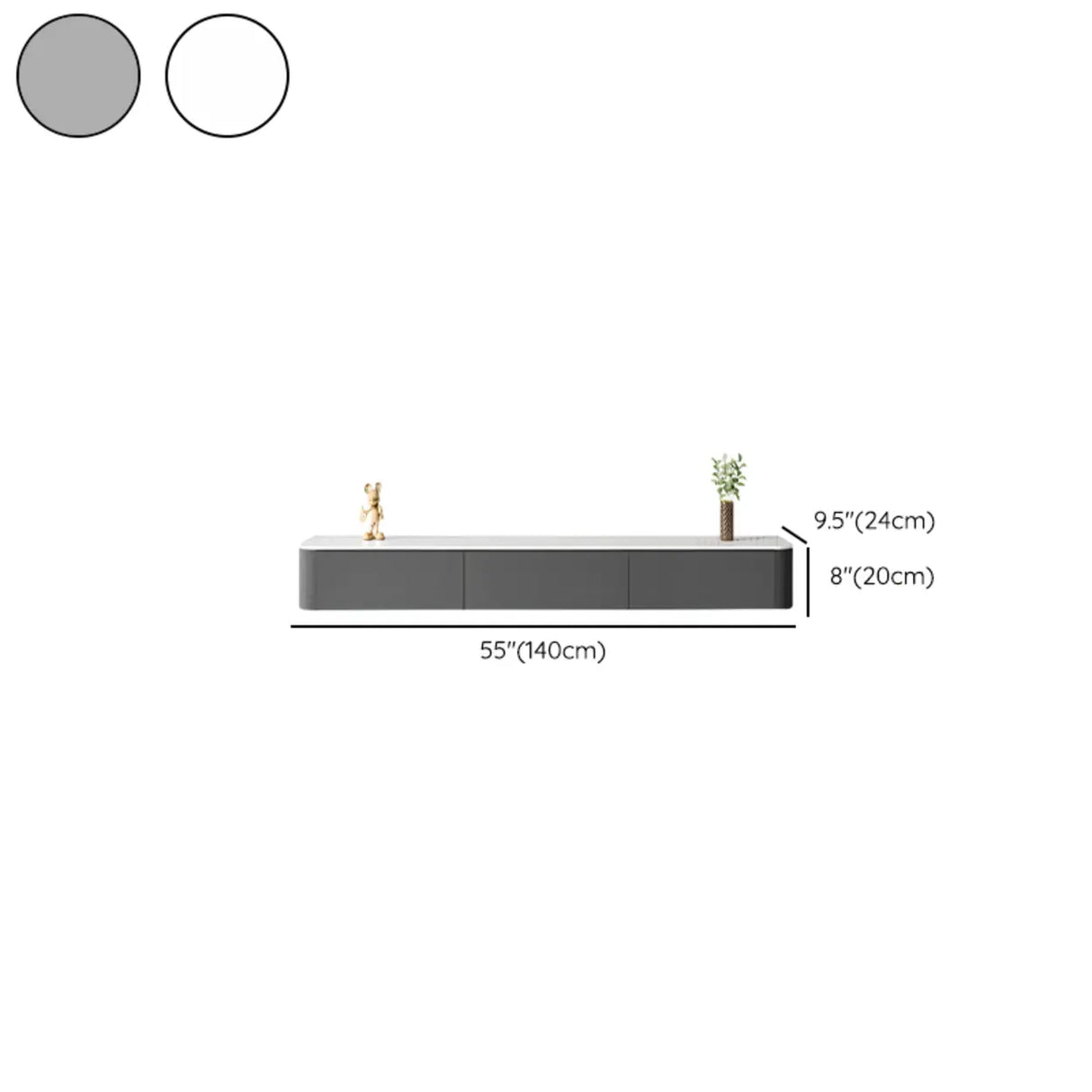 Grey Wood Floating Mount Rectangle TV Stand Image - 33