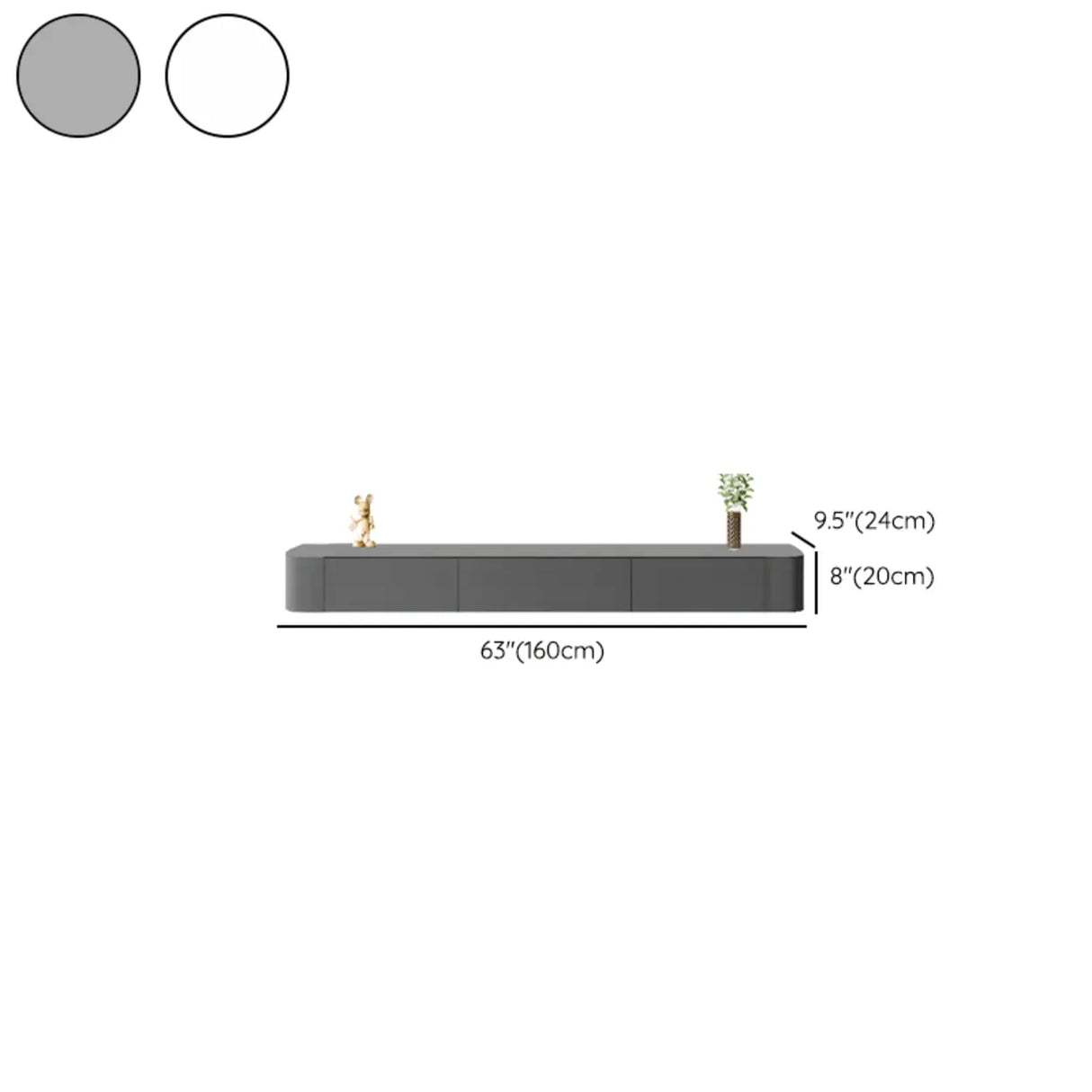 Grey Wood Floating Mount Rectangle TV Stand Image - 34