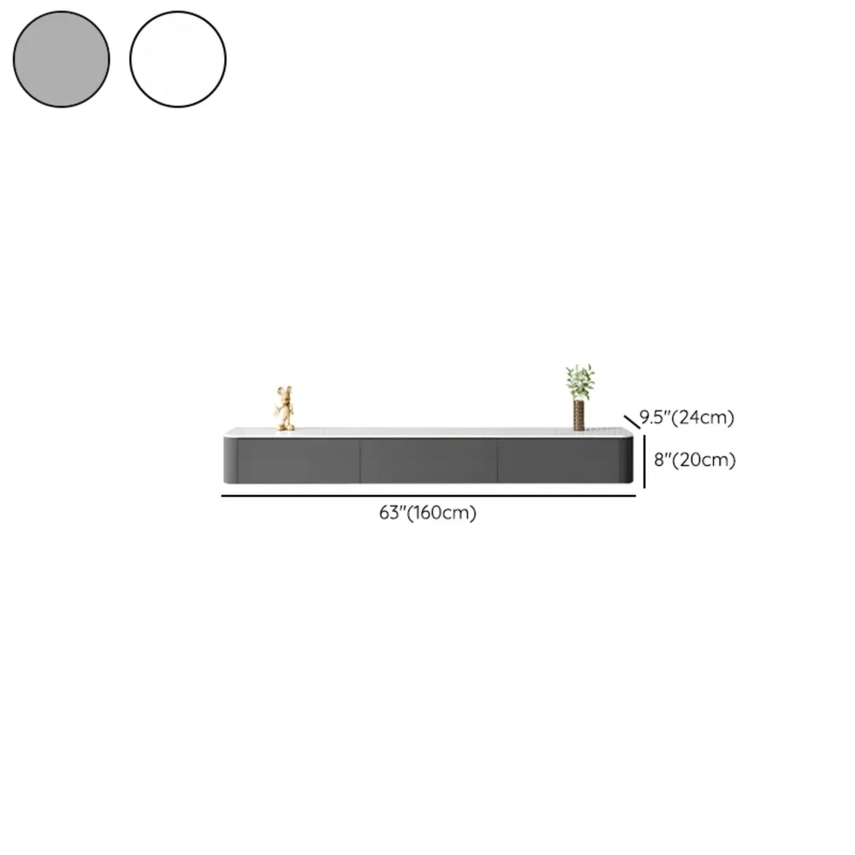 Grey Wood Floating Mount Rectangle TV Stand Image - 35