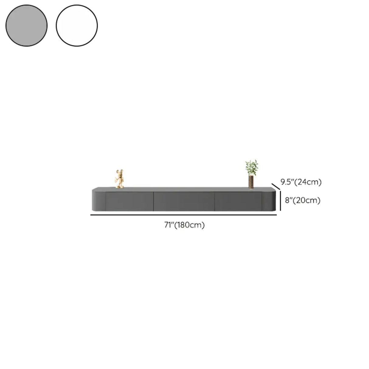 Grey Wood Floating Mount Rectangle TV Stand Image - 36