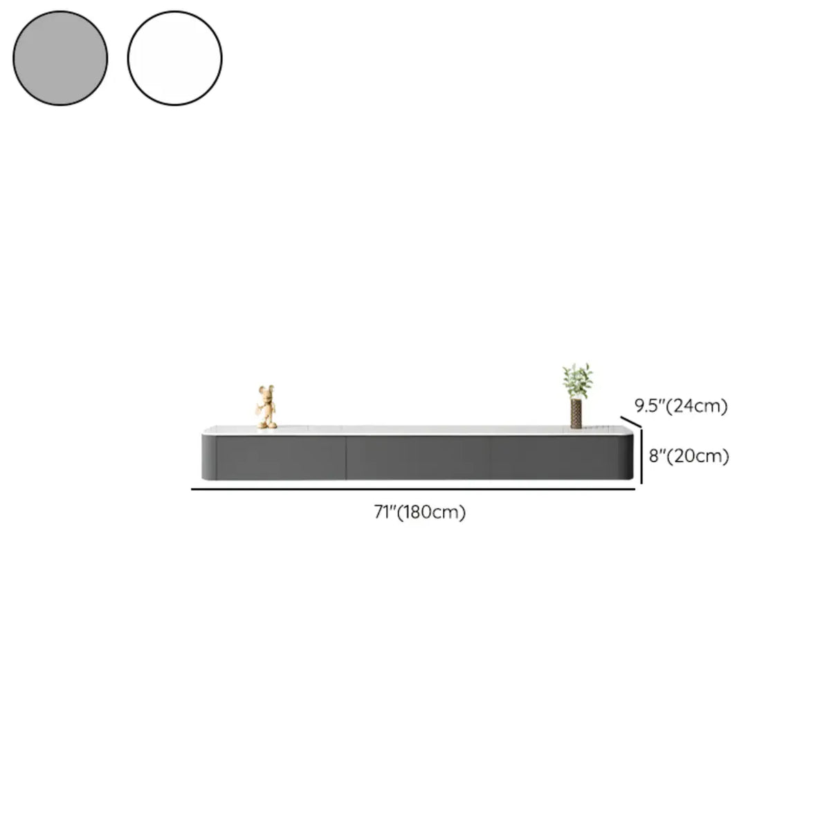 Grey Wood Floating Mount Rectangle TV Stand Image - 37