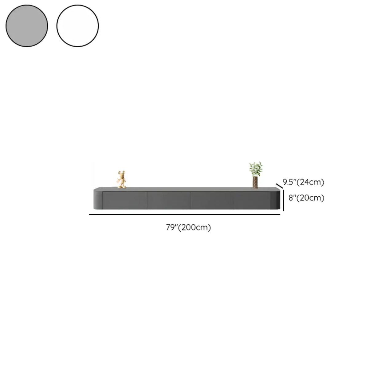 Grey Wood Floating Mount Rectangle TV Stand Image - 38