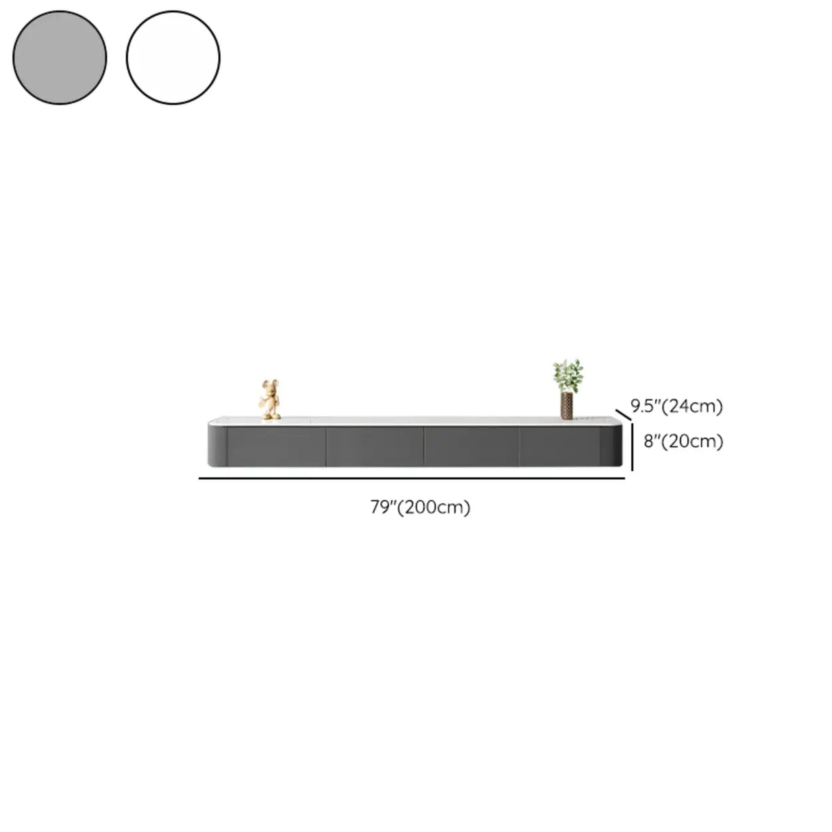 Grey Wood Floating Mount Rectangle TV Stand Image - 39