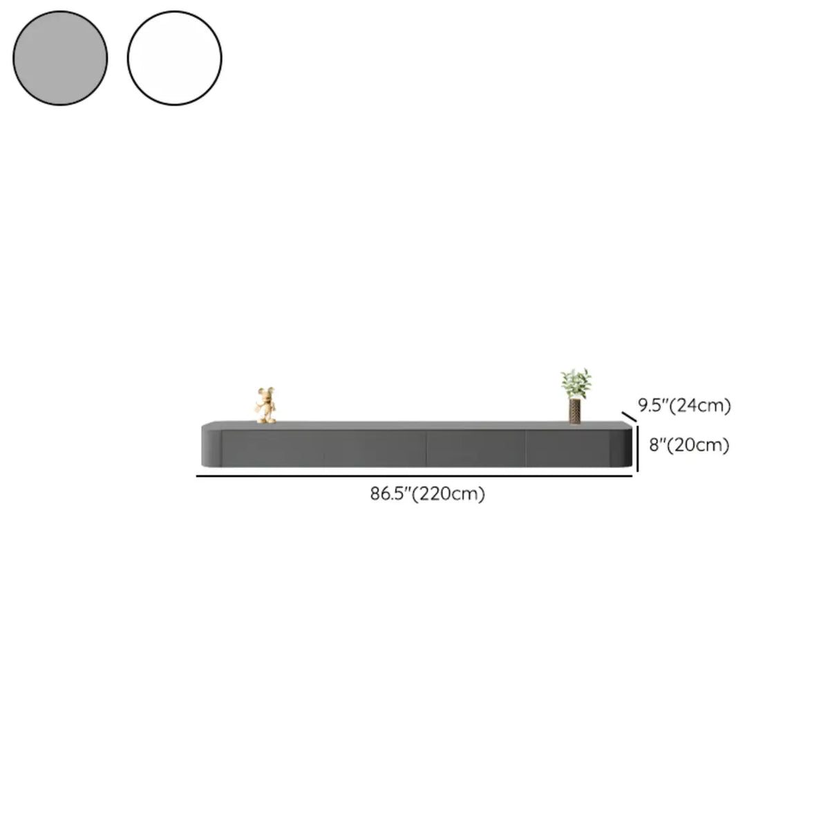 Grey Wood Floating Mount Rectangle TV Stand Image - 40