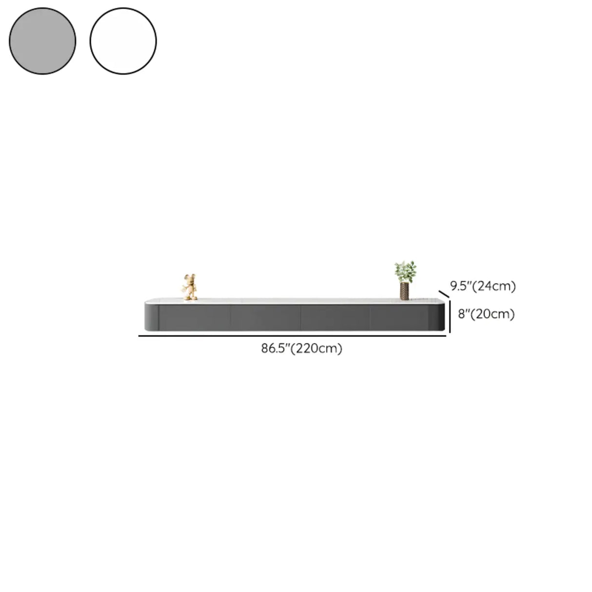 Grey Wood Floating Mount Rectangle TV Stand Image - 41