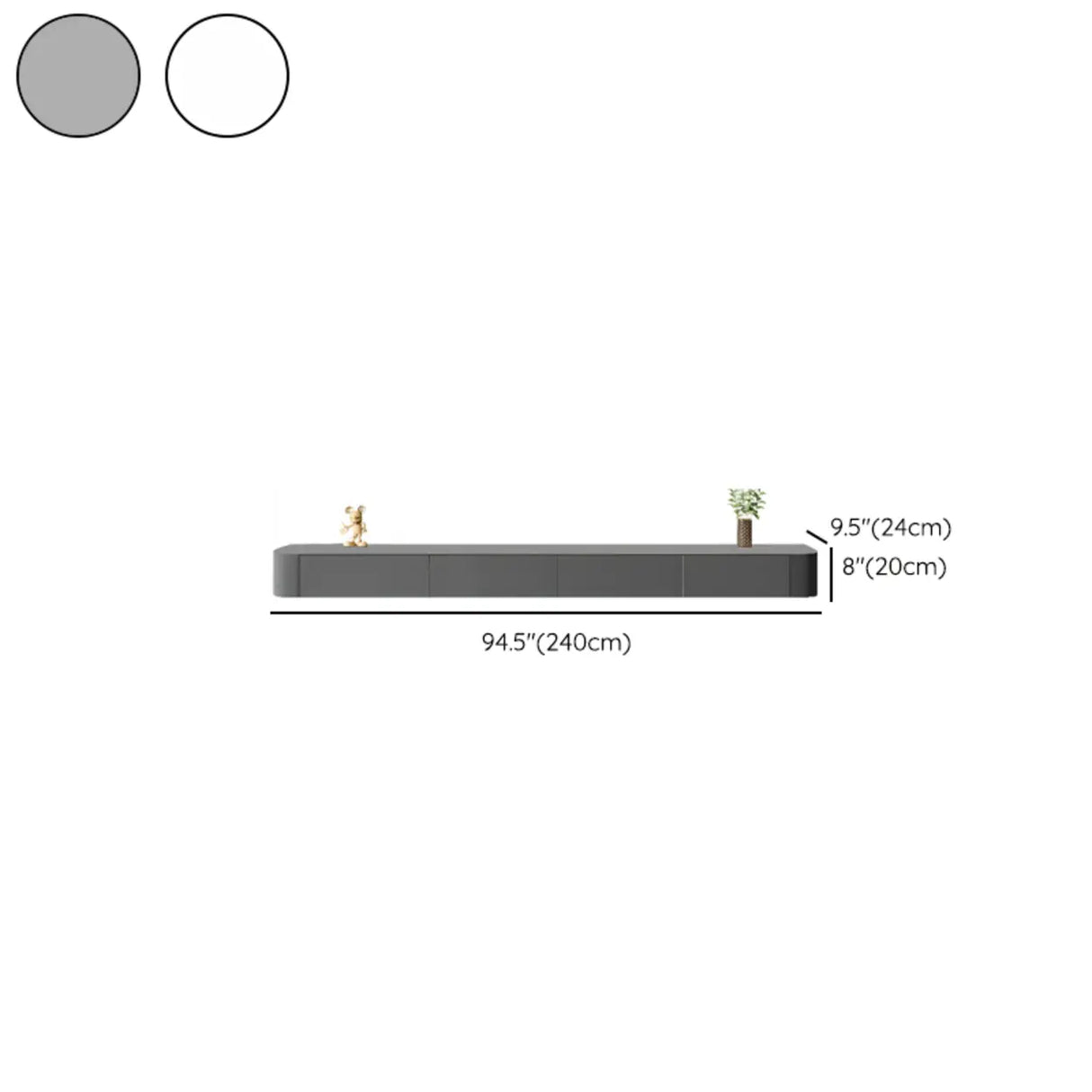 Grey Wood Floating Mount Rectangle TV Stand Image - 42