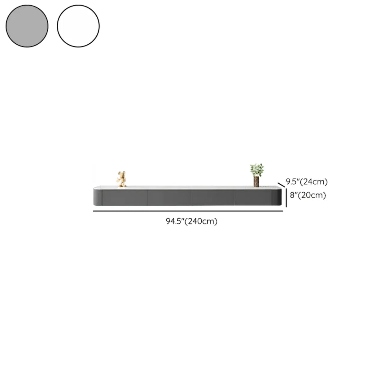 Grey Wood Floating Mount Rectangle TV Stand Image - 43