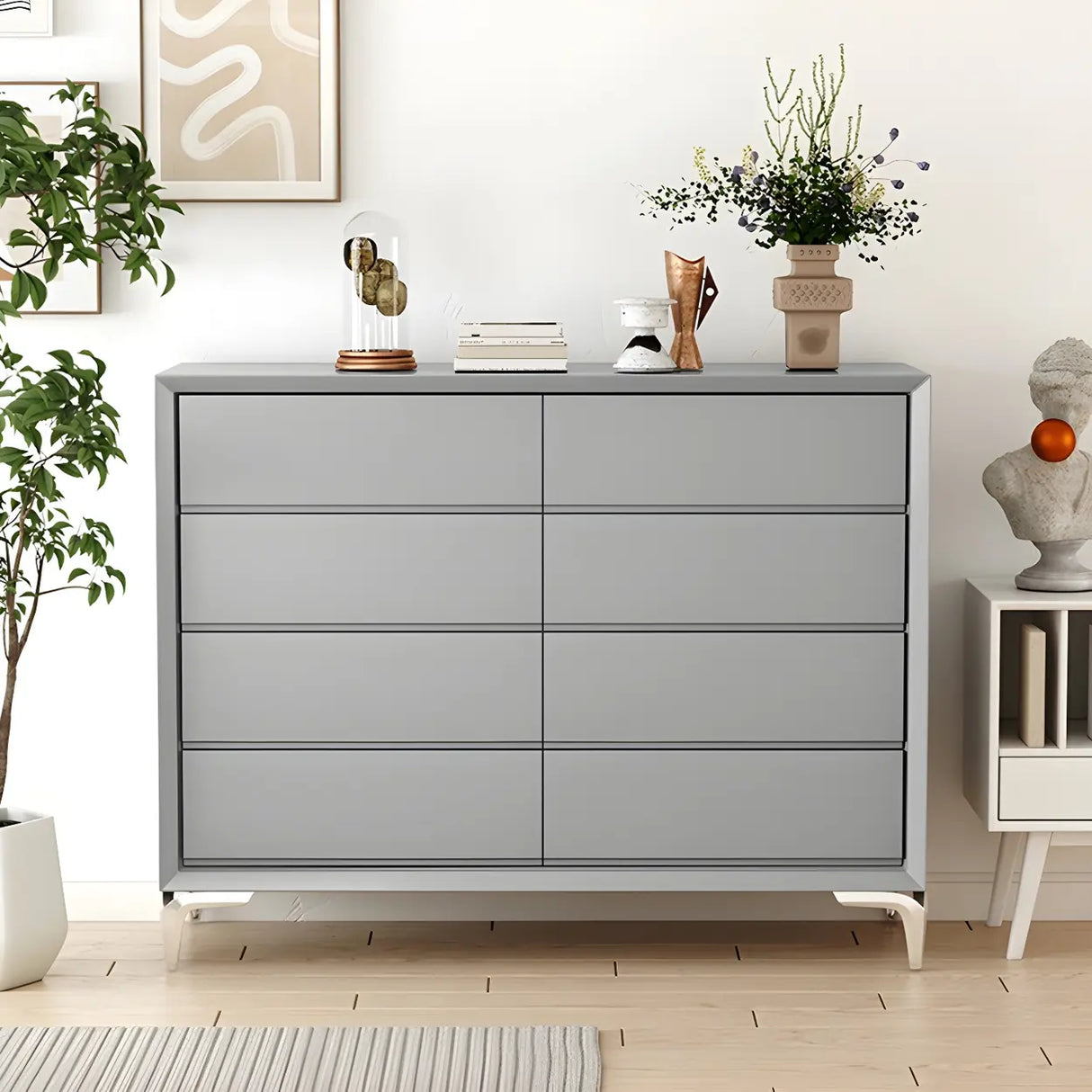 Grey Wood Standard Height Dresser with Eight Drawers Image - 1