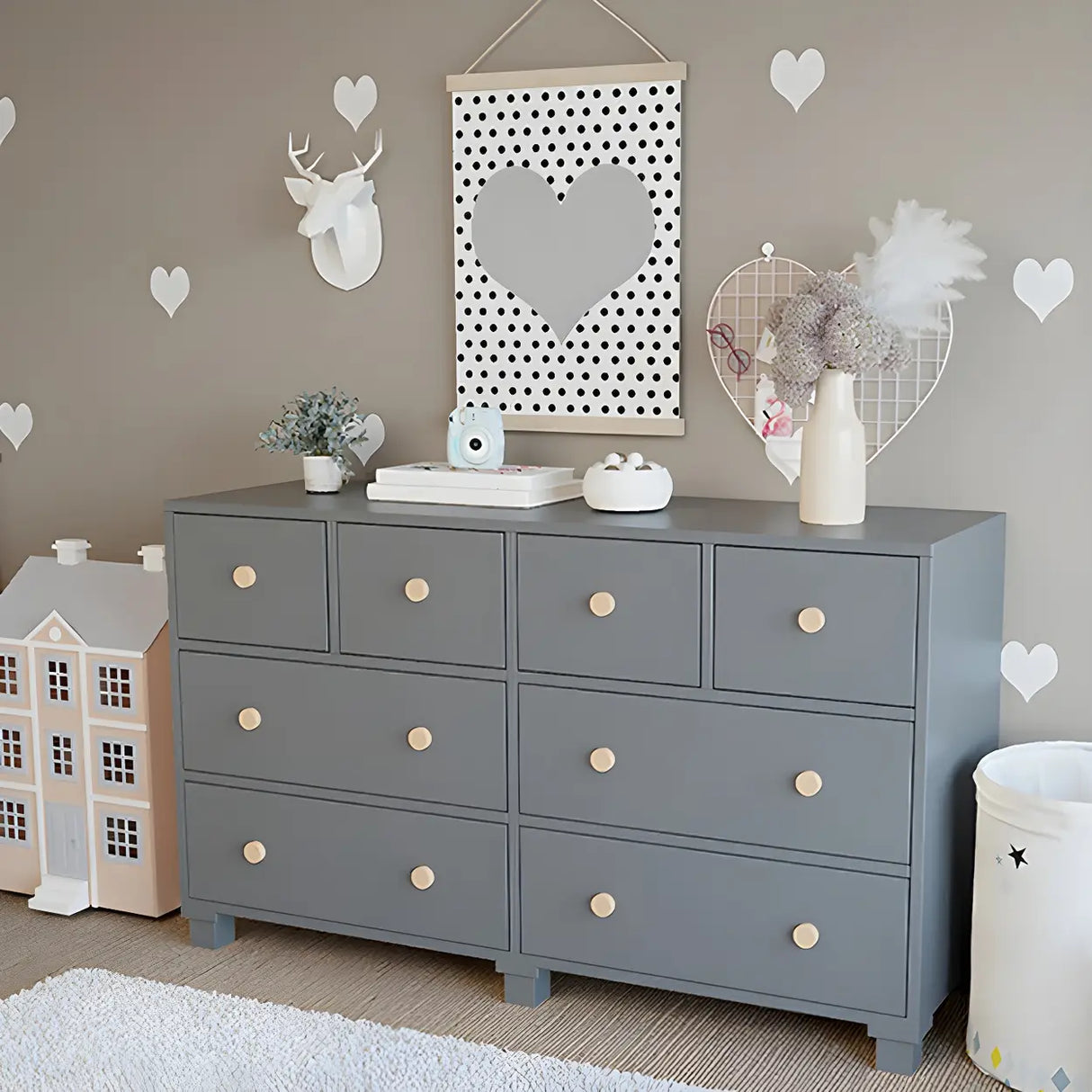 Grey Wood Tipover Restraint Device Dresser for Bedroom Image - 1