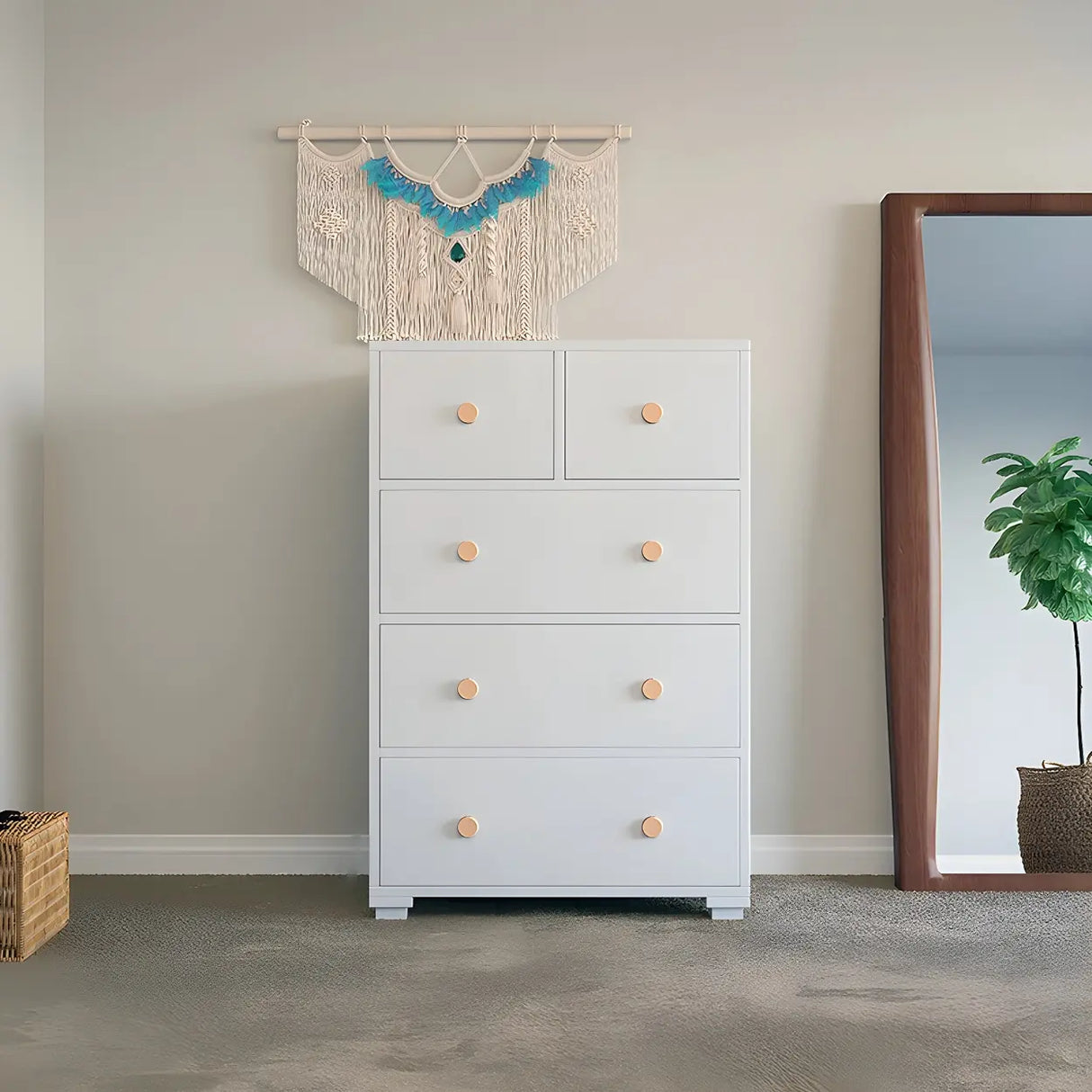 Grey Wood Tipover Restraint Device Dresser for Bedroom Image - 5