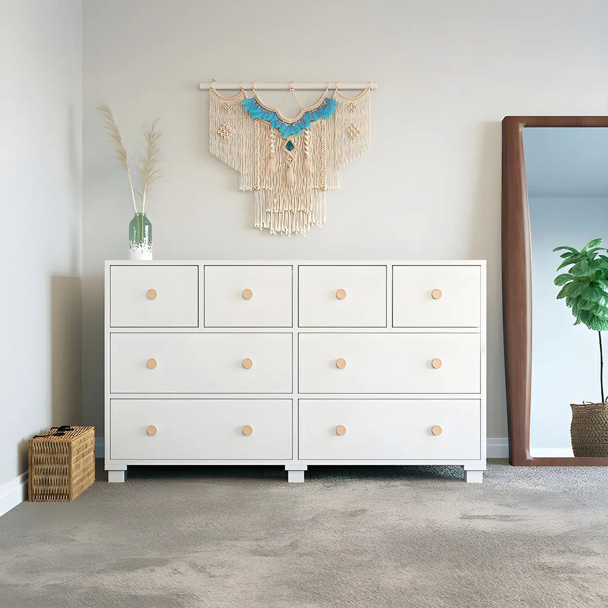 Grey Wood Tipover Restraint Device Dresser for Bedroom Image - 7