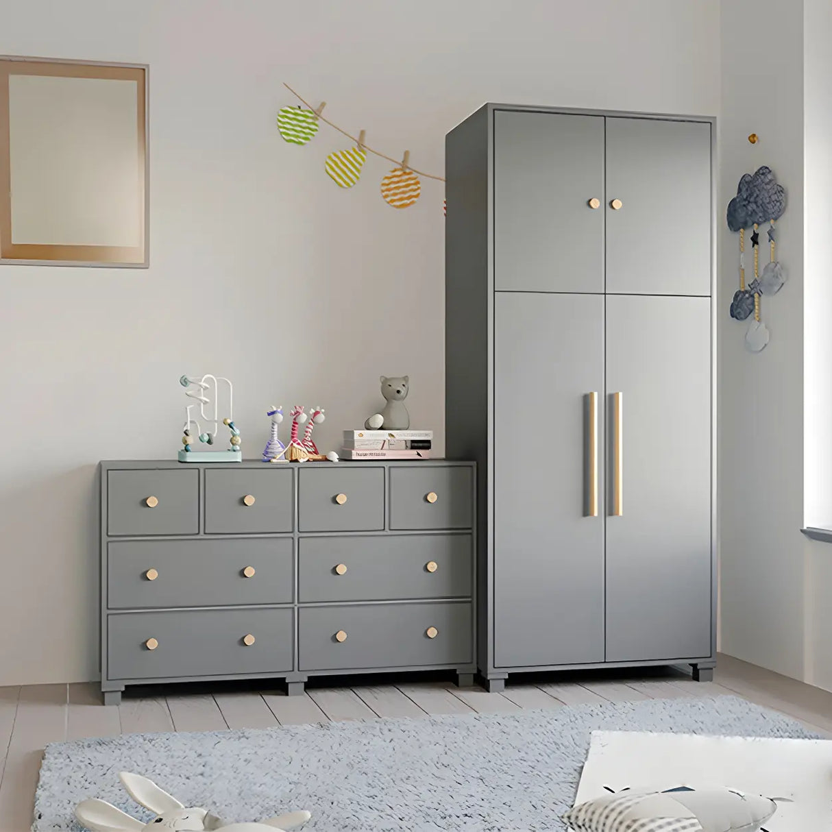 Grey Wood Tipover Restraint Device Dresser for Bedroom Image - 8