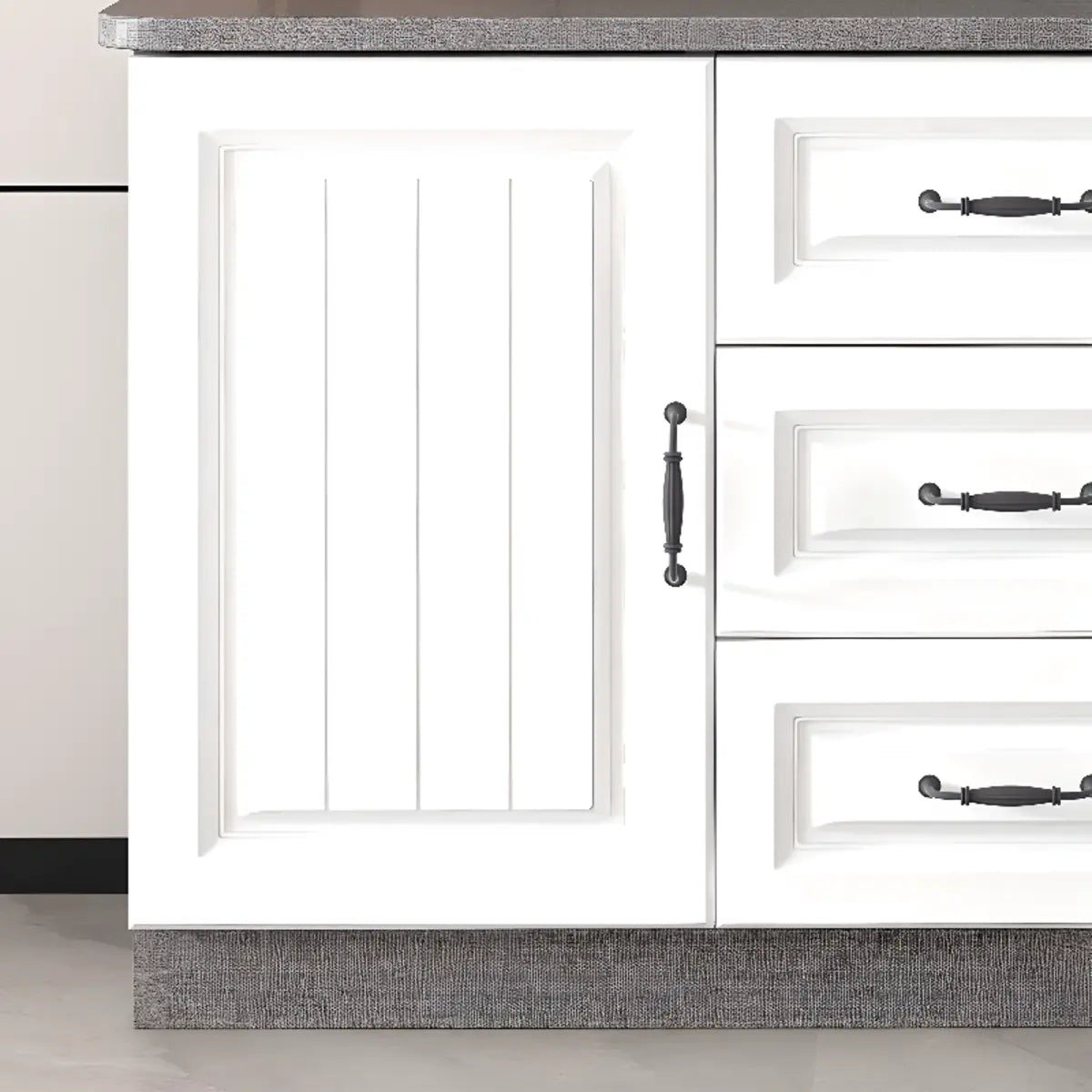 Grey Wooden Cabinet Drawers Rectangular TV Stand Image - 11