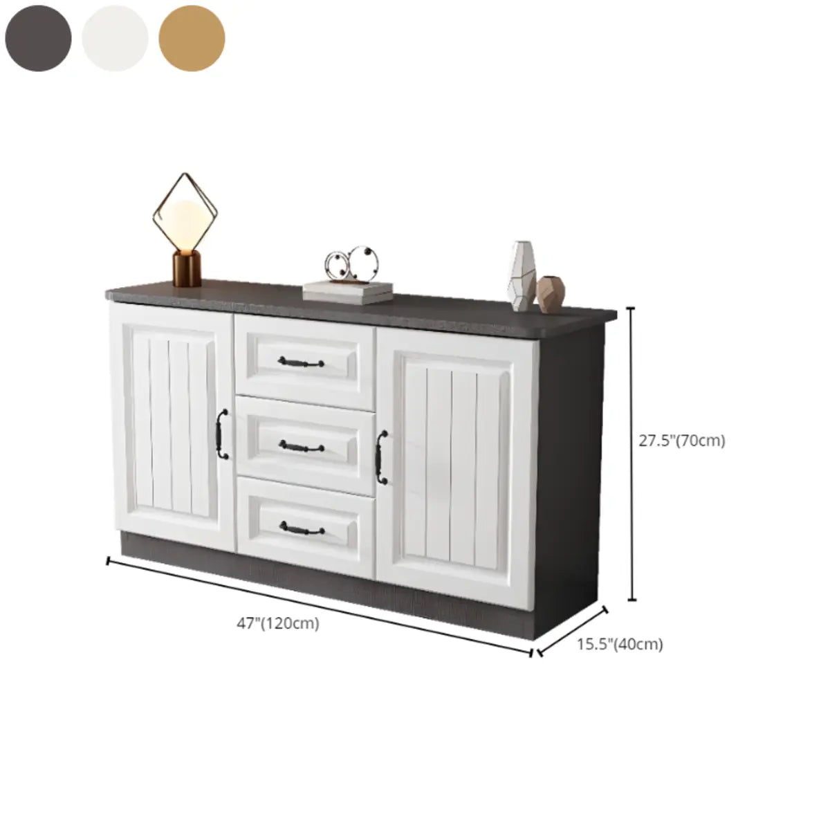 Grey Wooden Cabinet Drawers Rectangular TV Stand Image - 31