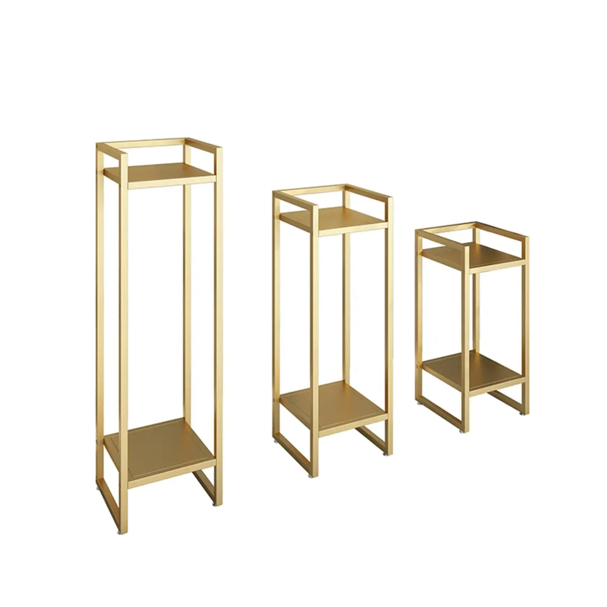 Ground Metal Nesting 2-Tier Square Plant Stand Black Image - 10